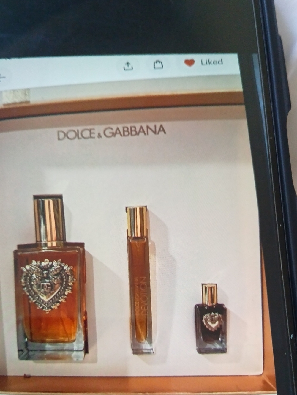 Dolce & Gabbana amber and gold perfume set case